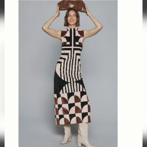 By Anthropologie Sleeveless Mock-Neck Column Midi Dress